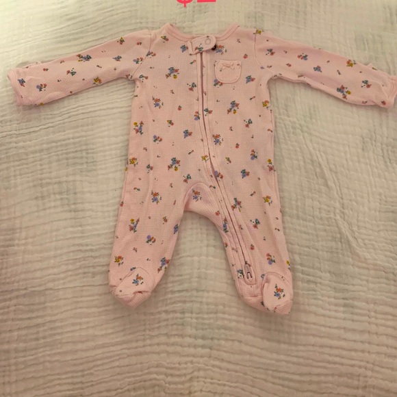 Carter’s brand NB footed pajamas & various onesies